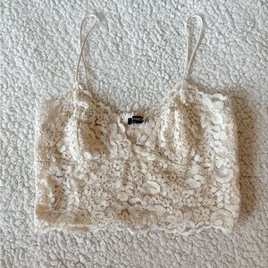 Express Cream Lace Bralette Crop Top